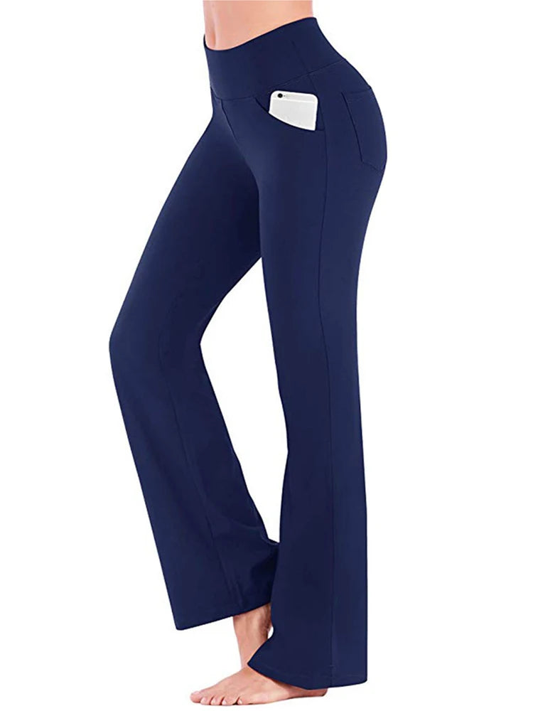 Damen Lange Hose Hüftjeans Schlaghose Yoga Leggins Freizeithose Jogginghose