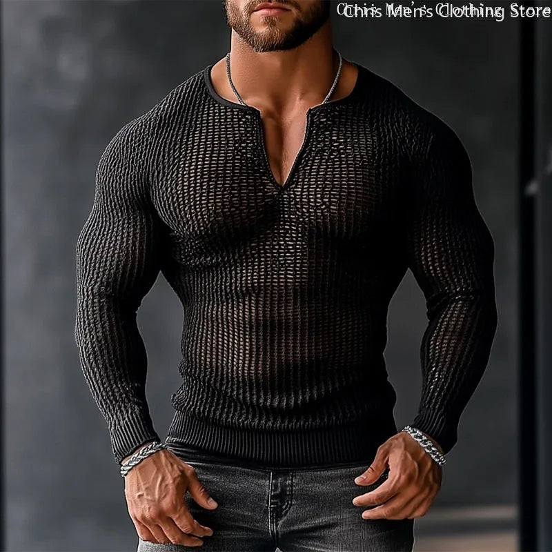 Fetisch Fashion Männer Oberteil Sexy Shirt Herren Body Hemd Transparent Clubwear