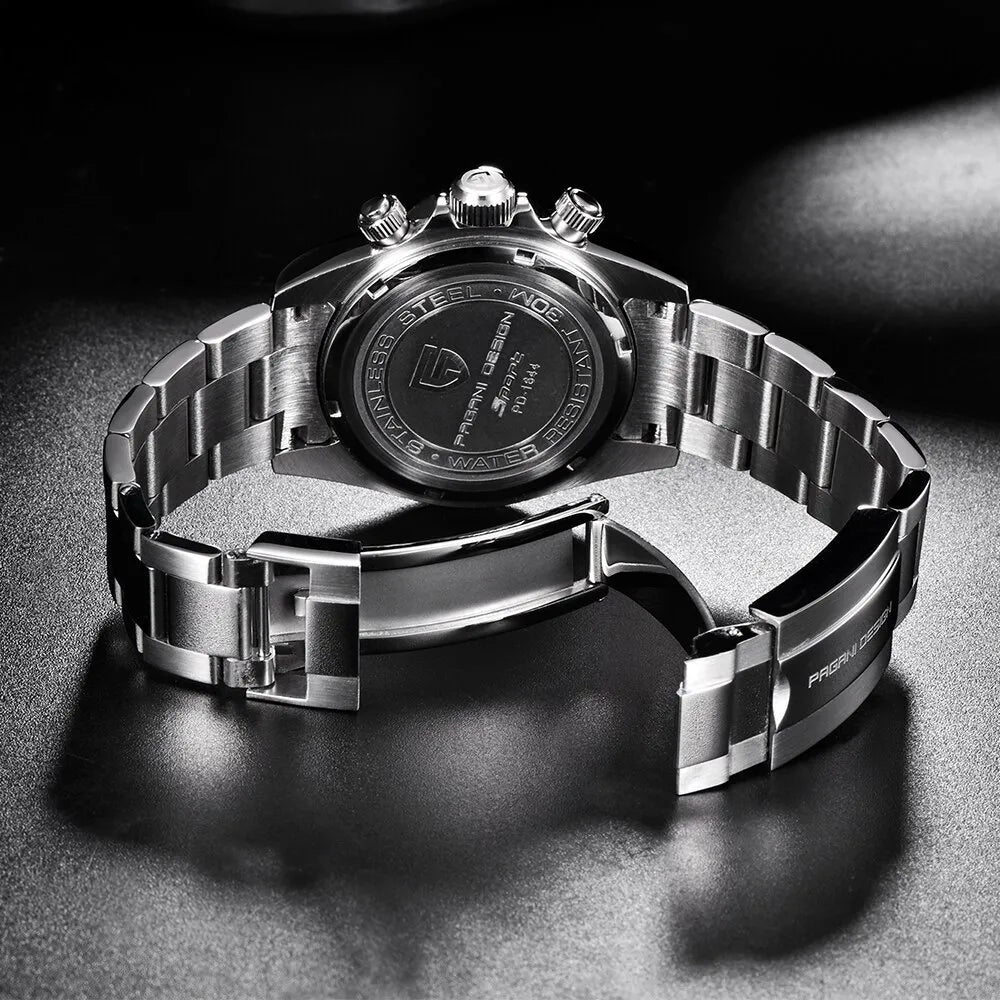Herren Armbanduhr Silber Gold Edelstahl Fashion Quarz Uhr Chronograph Business