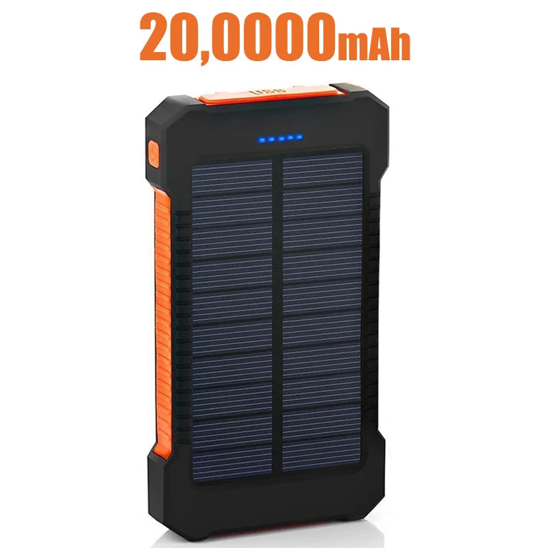 200000mAh Schnell Lade Solar PowerBank 2 USB Externes Phone Ladegerät Outdoor