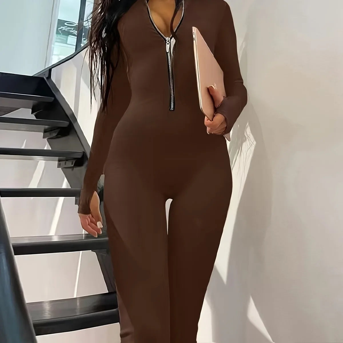 Damen Overall Bodycon Jumpsuit Streetwear Fitness-Strampler Playsuit