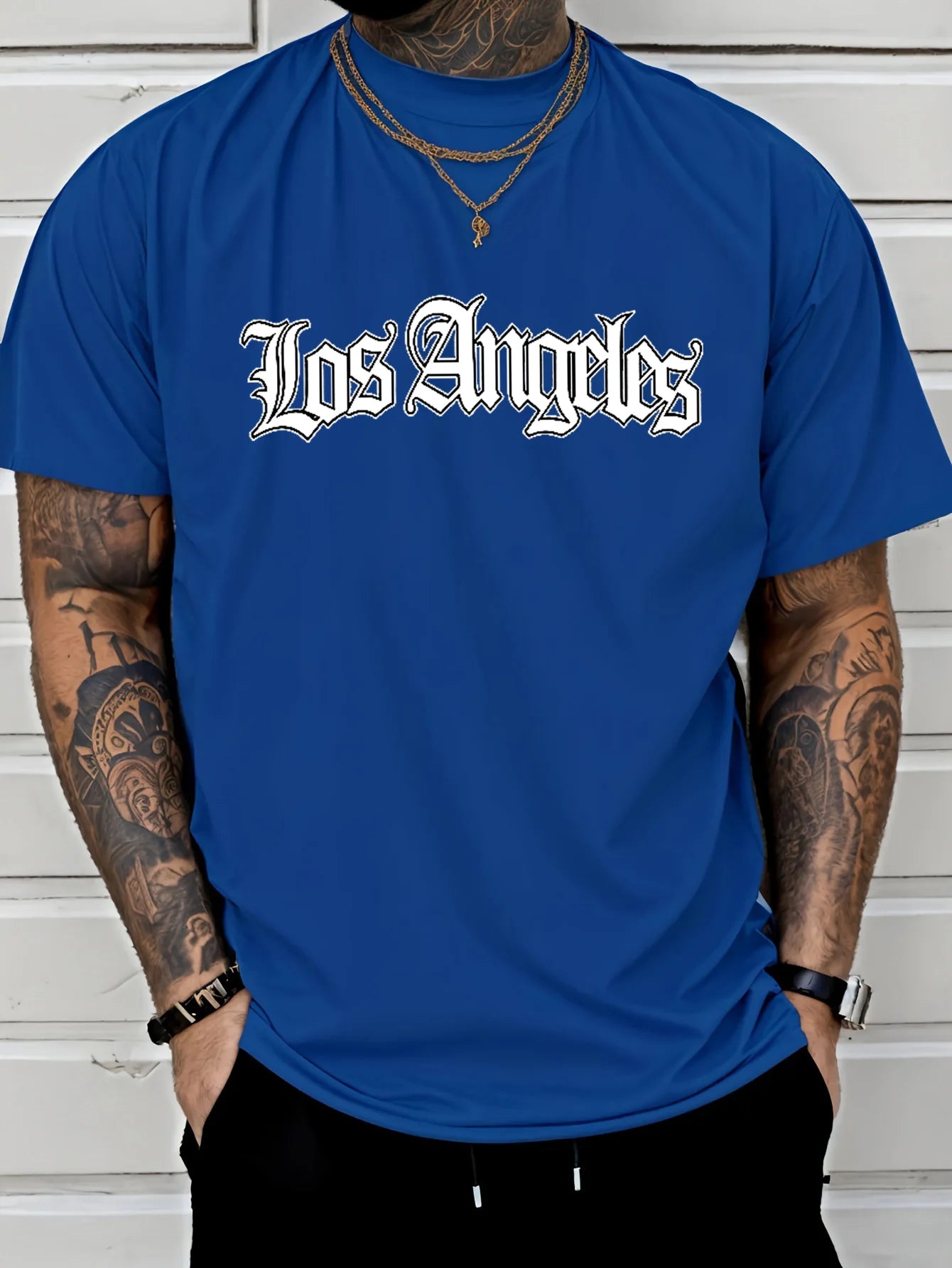 Herren T-Shirt Los Angeles Shirt Rundhals Streetwear Tank Top Hemd Polohemd