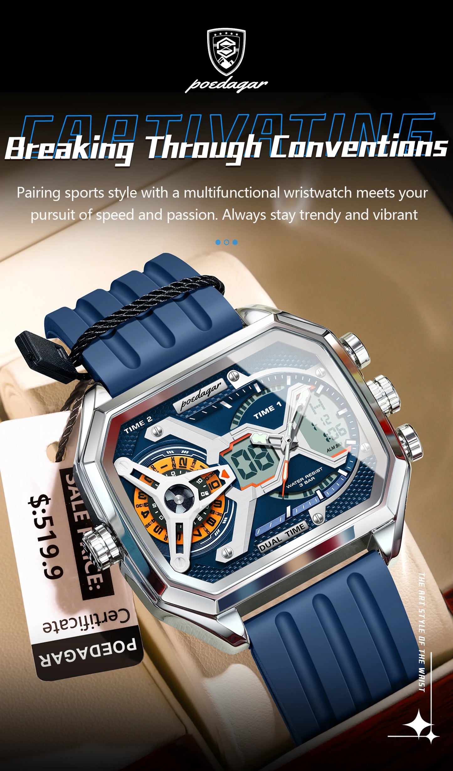 Orologio Uomo Quarzo Acciaio Inossidabile Orologio digitale Cronografo sportivo