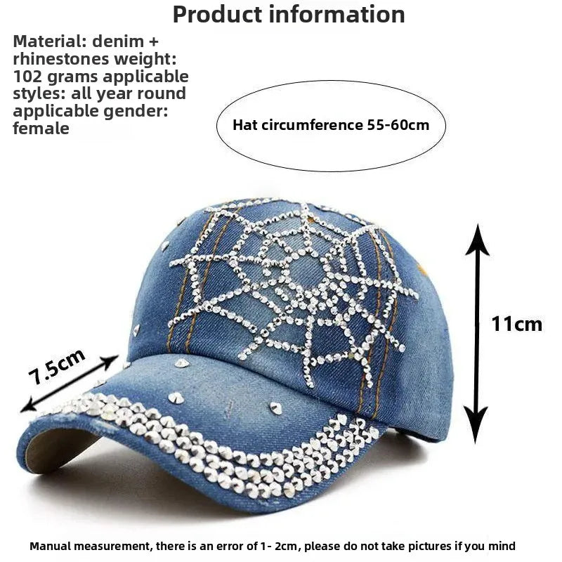 Jeans Basecap Cappy Denim Look Cap Kappe LOVE Strass gebogen Herren Damen