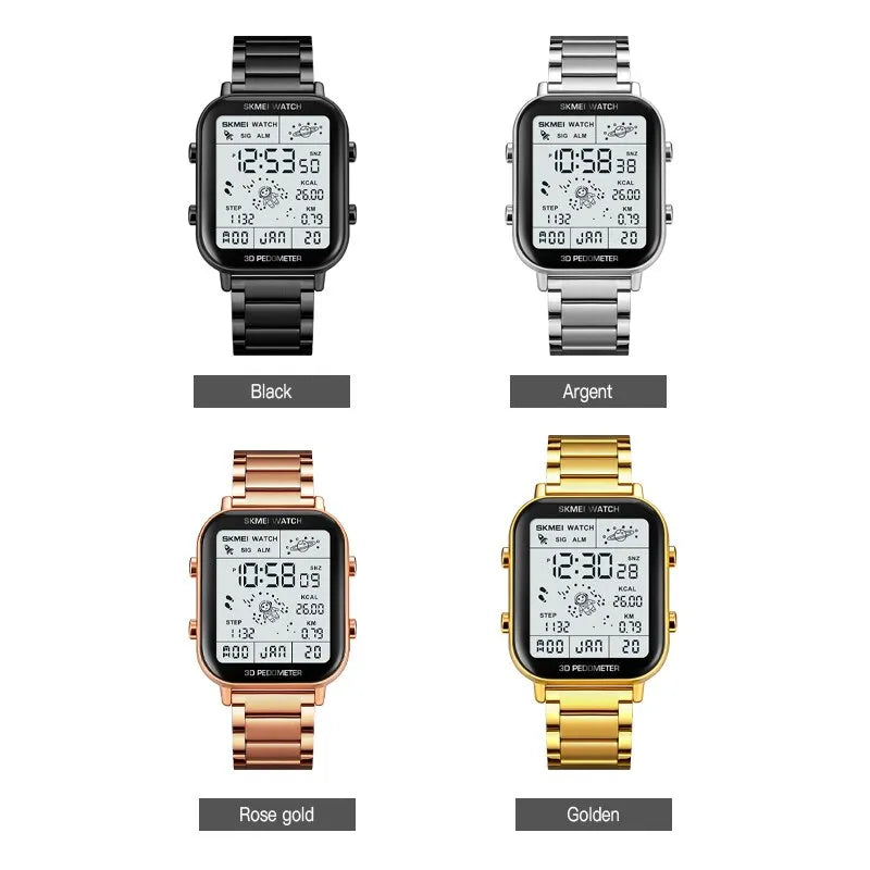 Herren Armbanduhr Digital Uhr Silber Edelstahl Quarzuhr Luxus Chronograph