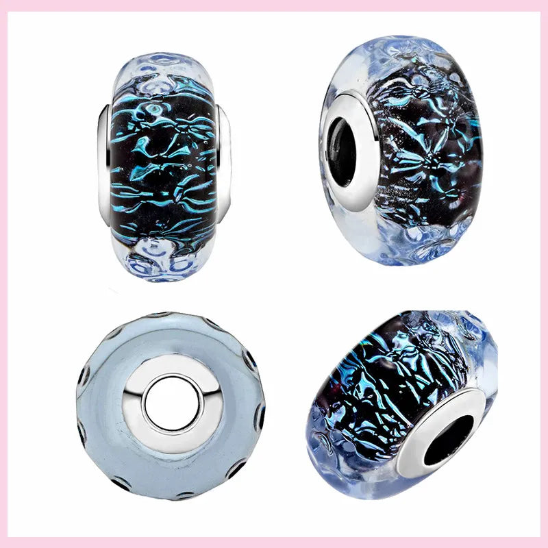 Charms Anhänger 925er Sterling Silber Armband Muranoglasperlen Damen Glas Beads