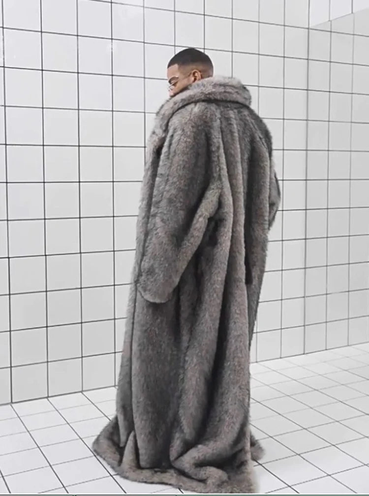 Herren Wintermantel Pelzmantel Kunstpelzmantel Herrenmantel Kunstpelz Mantel