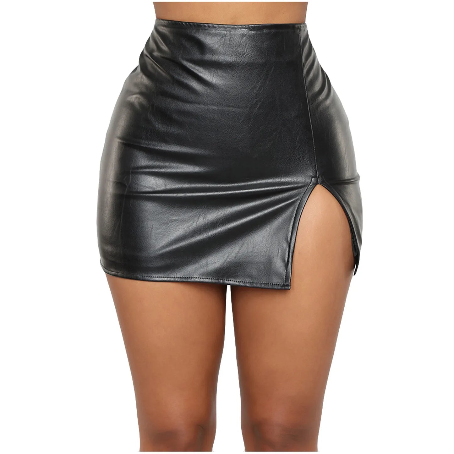 Sexy Damen Lederrock Minirock PU Mini Rock Bodycon Partyrock Clubwear