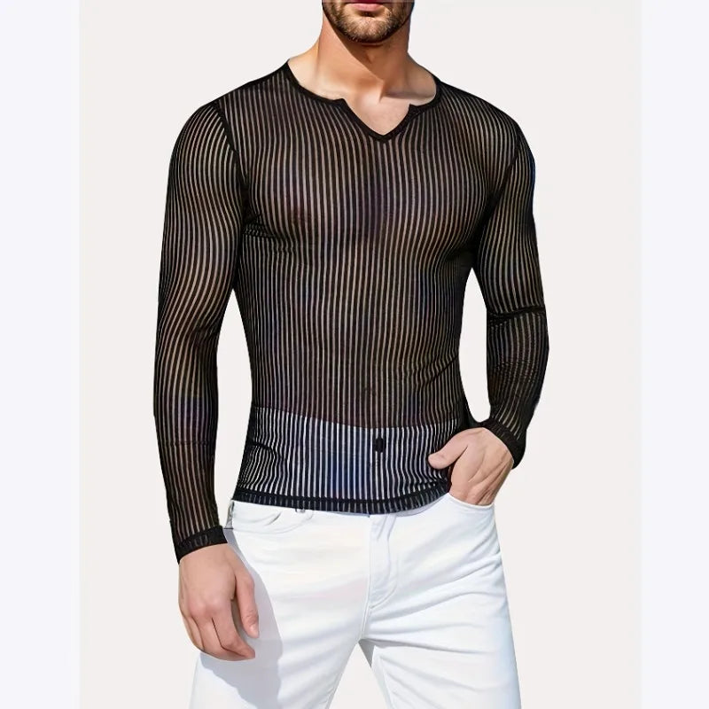 Fetisch Fashion Männer Oberteil Sexy Shirt Herren Body Hemd Transparent Clubwear