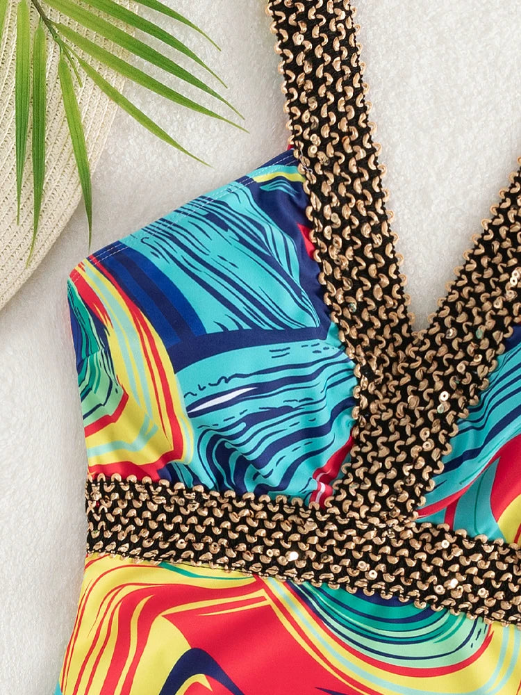 Frauen Bademode Badeanzug Böhmisch Bikini Set Sexy Push Up Damen Tanga NEU
