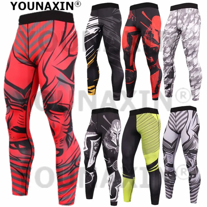 Pantaloni a Compressione da Uomo Leggings Calcio Corsa Palestra Leggins Calza
