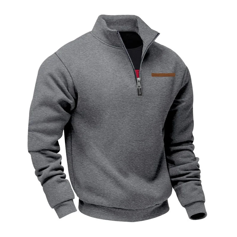 Herren Pullover Fleece Sweatshirt Troyer Pulli Sweater Stehkragen Langarmpulli