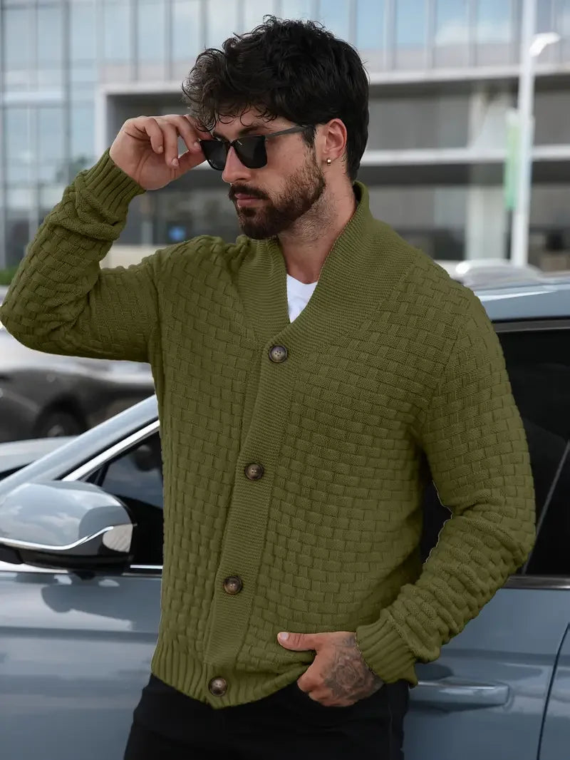 Herren Herbst Jacke Übergangsjacke Sweatjacke Sweater Strickjacke mit Zopfmuster