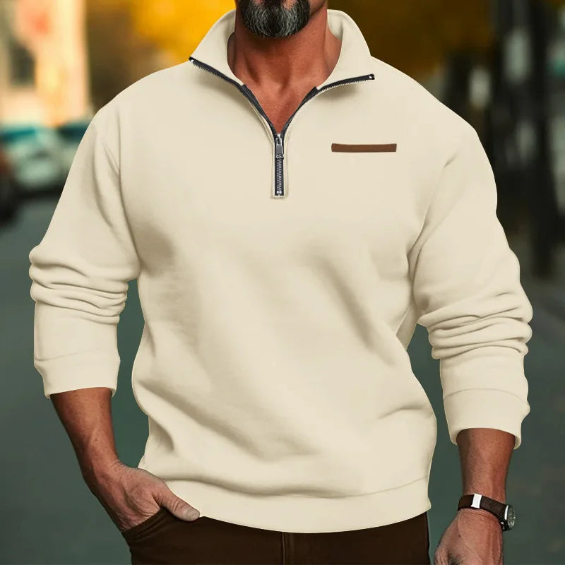 Herren Pullover Sweatshirt Troyer Pulli Sweater Stehkragen Zipper Langarmpulli