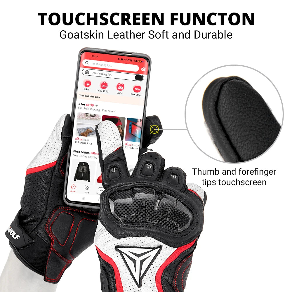 Motorradhandschuhe mit Knöchelprotektor Herren Motorrad Handschuhe Touchscreen