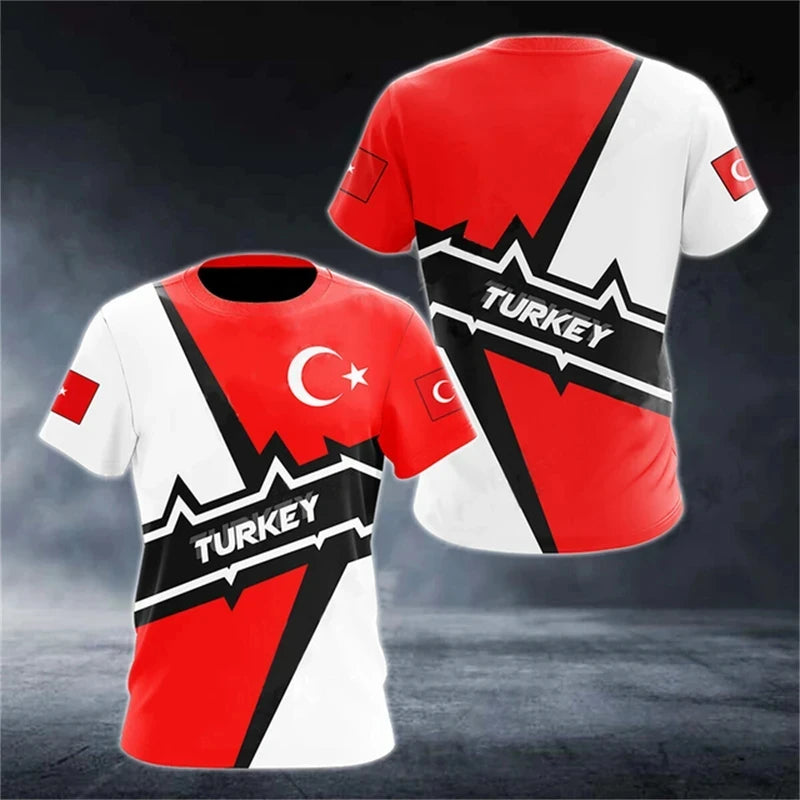 Herren T-Shirt Fashion Türkei Fan Trikot Rundhals Unisex Sommer Streetwear
