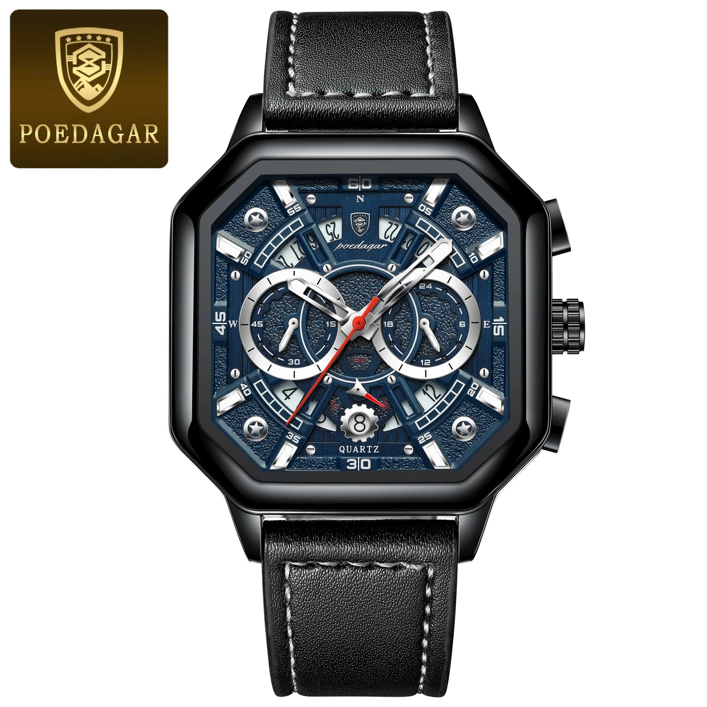 Herren Armbanduhr Digital Uhr Silber Edelstahl LED Quarzuhr Luxus Chronograph
