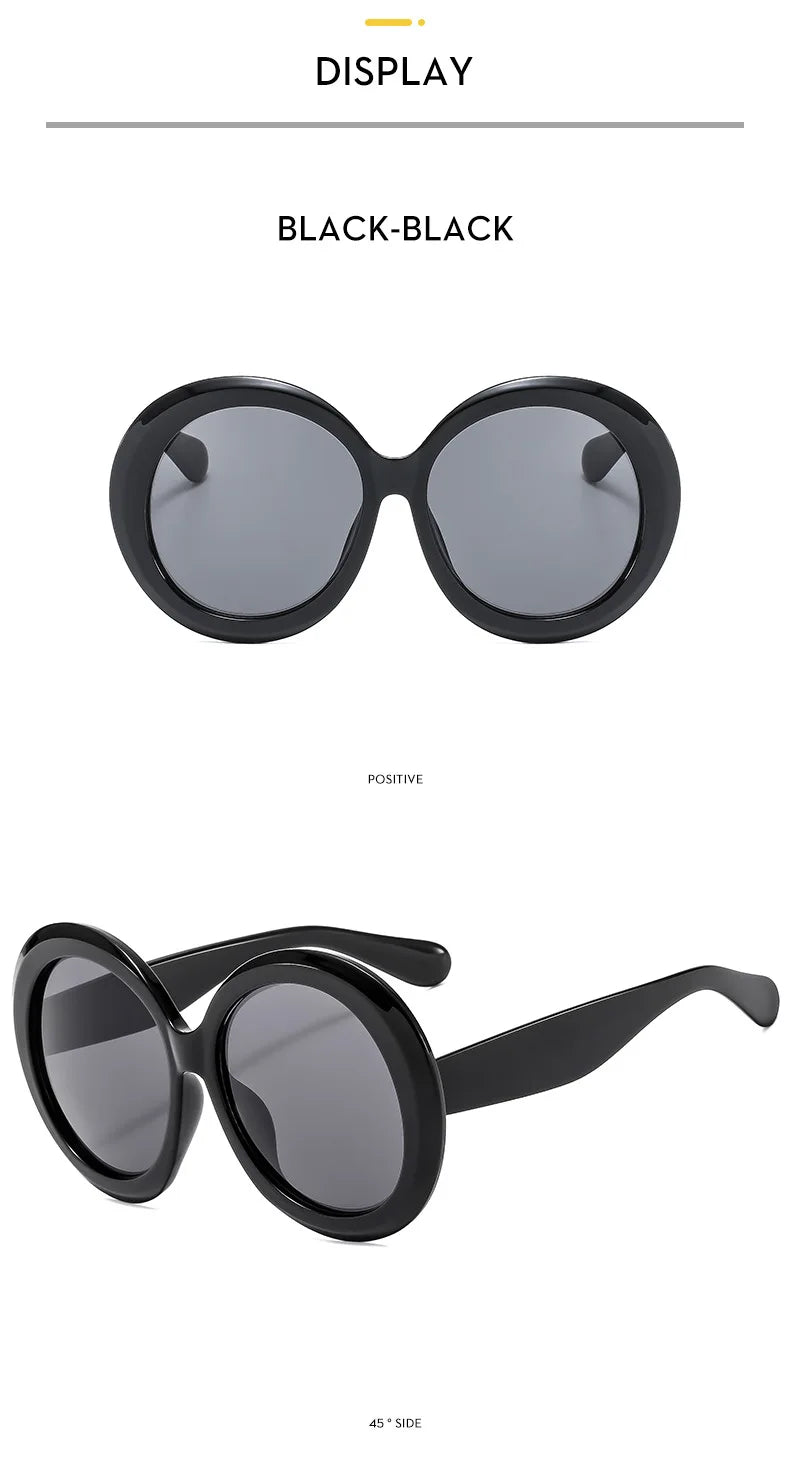 Damen Sonnenbrille Designer Luxus Brille Runde Übergröße Gläser Vintage UV400