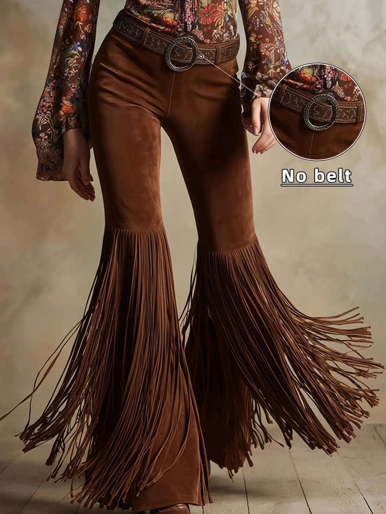 Sexy Damen Fashion Hose Kunst Lederhose Schlaghose Retro Western Flare Wildleder