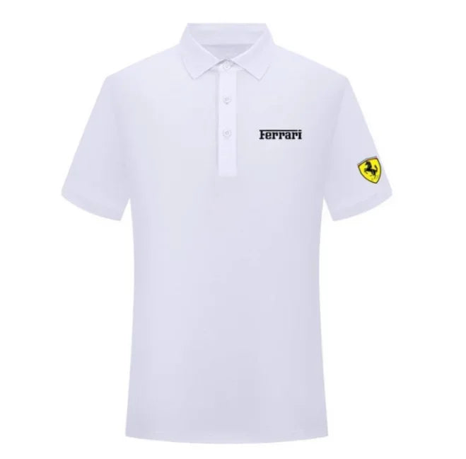 Sommer Motorrad F1 Ferrari Team Uniform Rot Herren Kurzarm Poloshirt Revers Sport T-Shirt Rennanzug