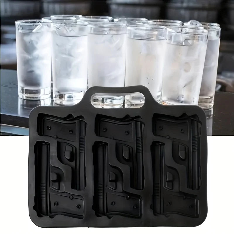 3D Silikon Eiswürfelform Pistole Gun Party Eiswürfel Cocktails Eiswürfelschale