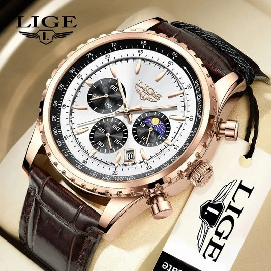 Herren Armbanduhr Silber Gold Edelstahl Fashion Quarz Uhr Chronograph Business