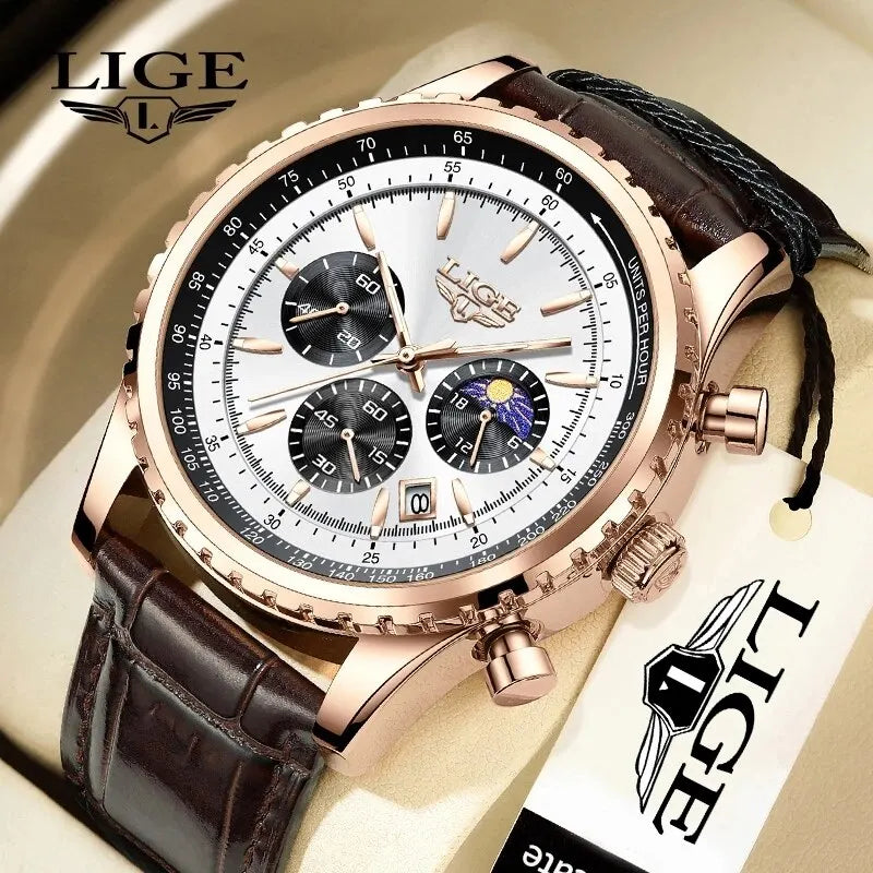 Herren Armbanduhr Digital Uhr Silber Edelstahl LED Quarzuhr Luxus Chronograph