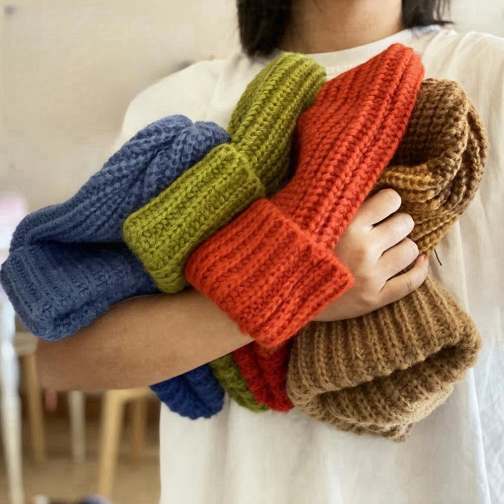 Winter Gestrickte frauen Hüte Schloss Temperatur Warme Unisex Caps Haut-freundliche Weiche Großen Kopf Woolen Beanie Kleidung Zubehör