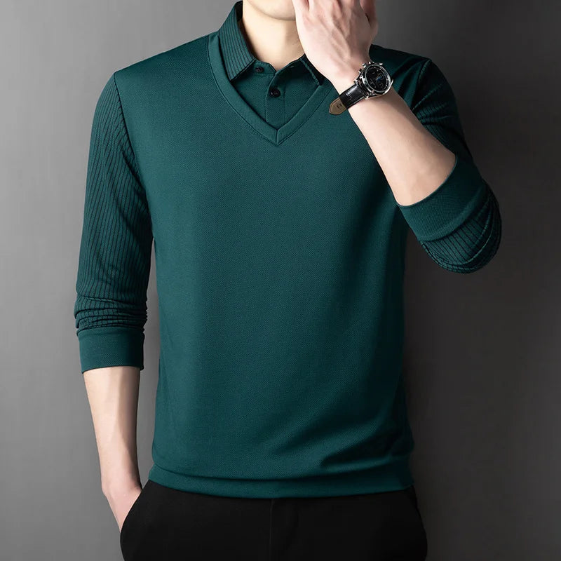 Herren Poloshirt POLO Shirt T-Shirt Langarm Zipper Hemd Fashion Polohemd Top NEU