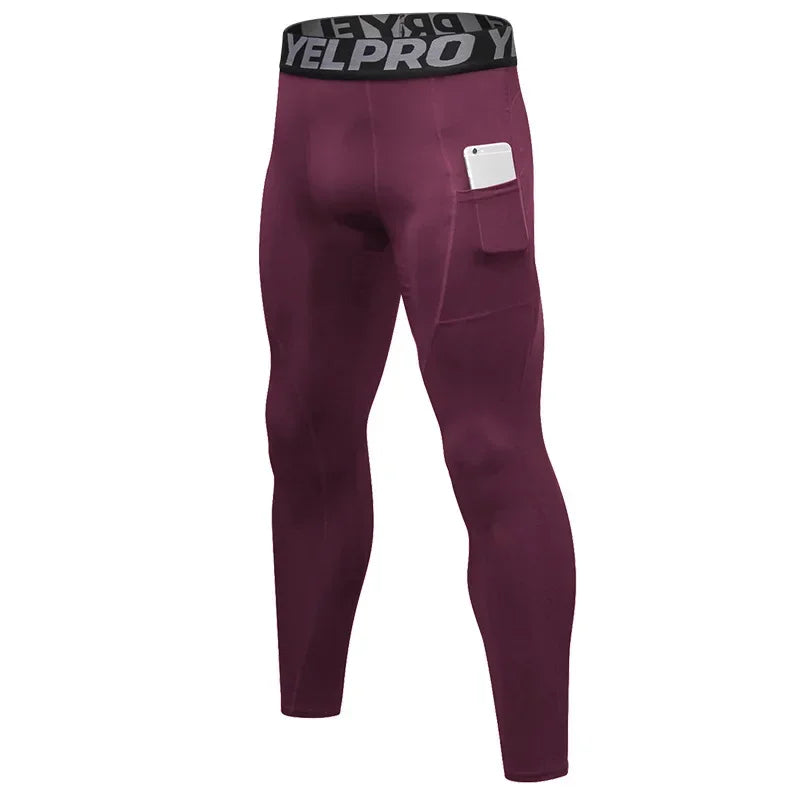 Pantaloni a Compressione da Uomo Leggings Calcio Corsa Palestra Leggins Calza