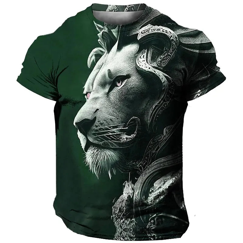 Männer Herren Fashion Lion 3D T-Shirt Rundhals Unisex Sommer Streetwear