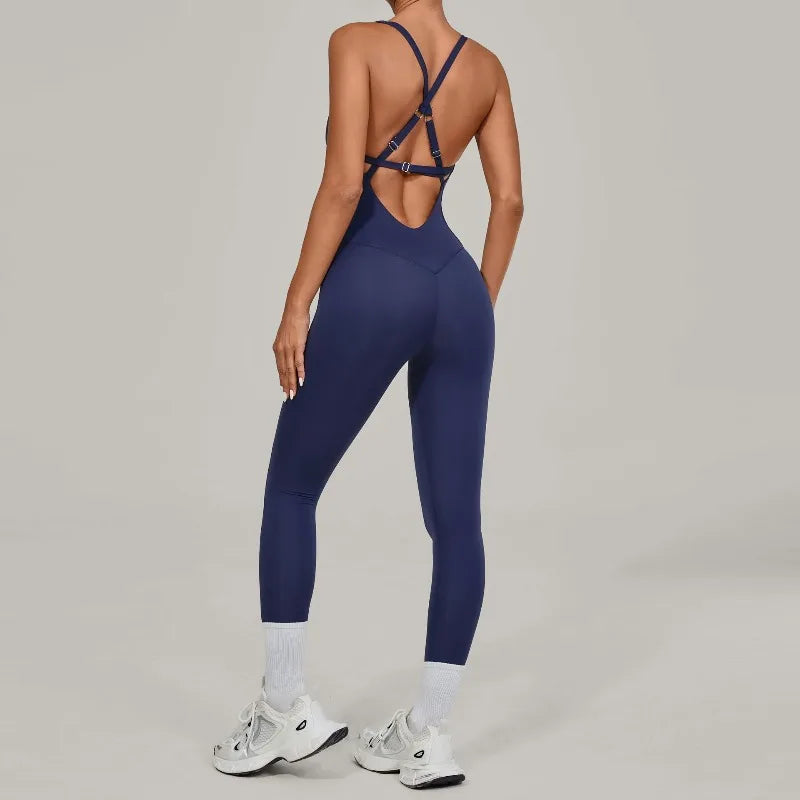 Tuta intera Sportiva Donna Rompers Pantaloni Yoga Palestra Sexy Jumpsuit Tutina