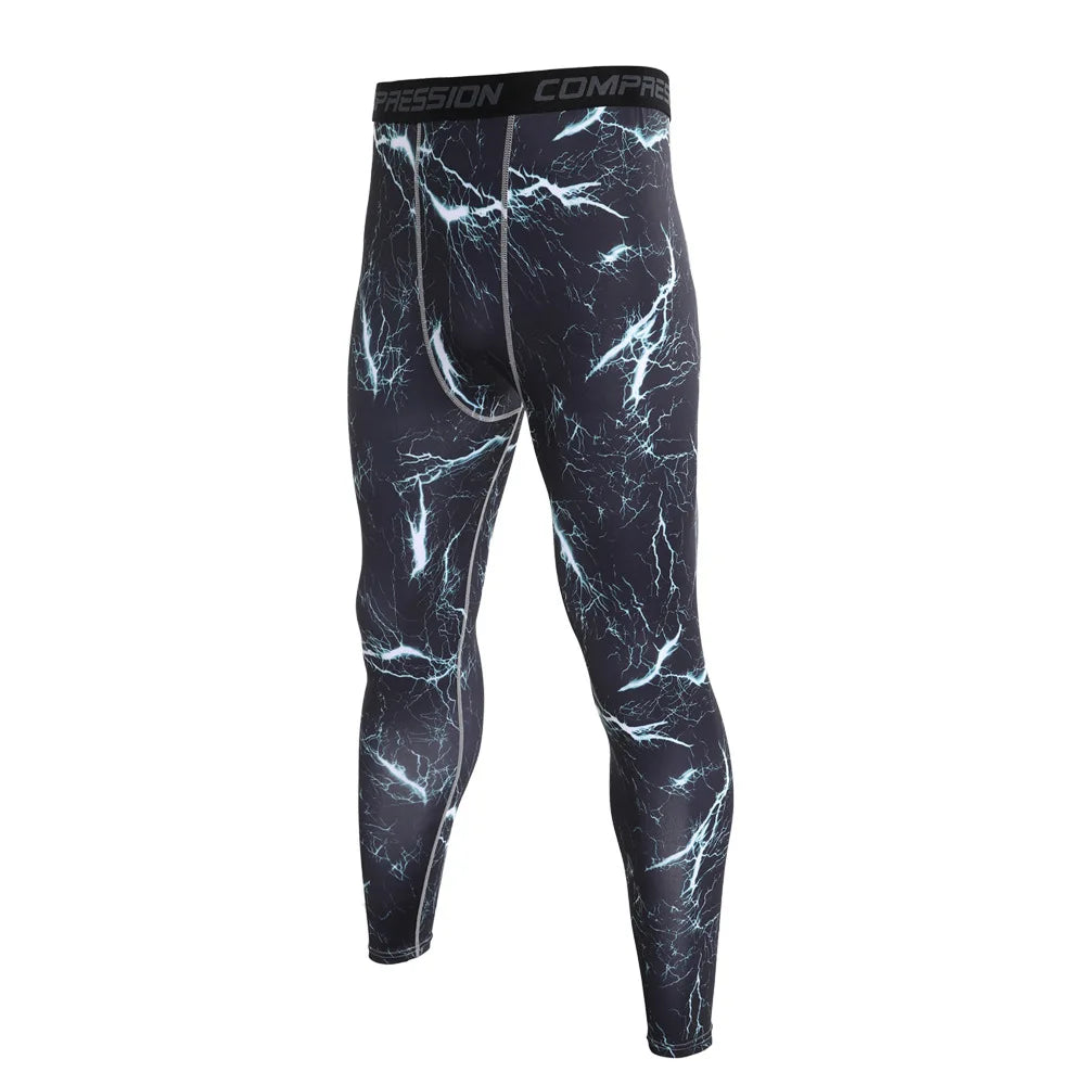 Pantaloni a Compressione da Uomo Leggings Calcio Corsa Palestra Leggins Calza