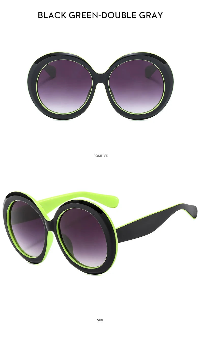 Damen Sonnenbrille Designer Luxus Brille Runde Übergröße Gläser Vintage UV400