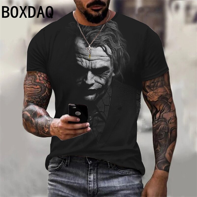 Herren Fashion Vintage  Joker 3D T-Shirt Rundhals Unisex Sommer Streetwear