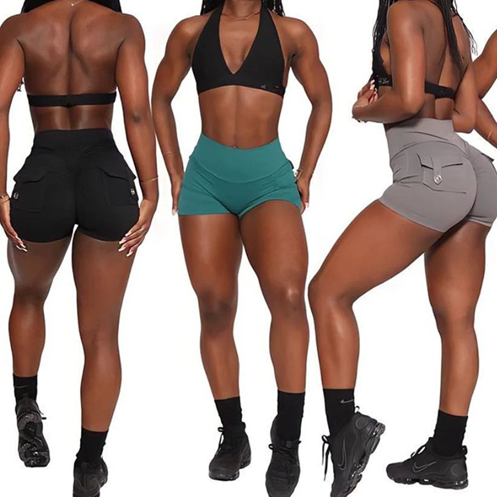 Damen Leggings Push Up Stretch Leggins Yoga Fitness Hose m Tasche Sexy Gym Wear