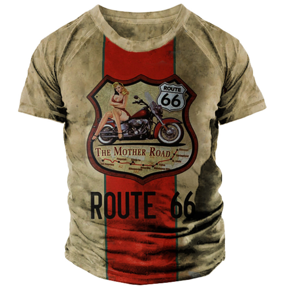 Herren Fashion Vintage Biker 3D T-Shirt Rundhals Unisex Sommer Streetwear