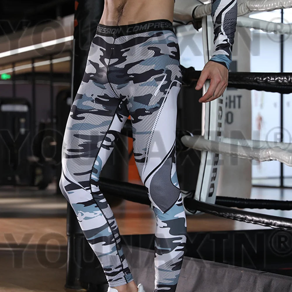 Pantaloni a Compressione da Uomo Leggings Calcio Corsa Palestra Leggins Calza