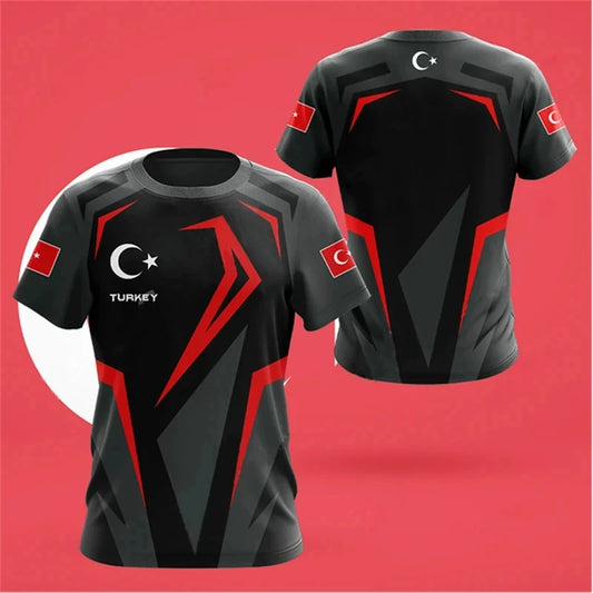 Herren T-Shirt Fashion Türkei Fan Trikot Rundhals Unisex Sommer Streetwear