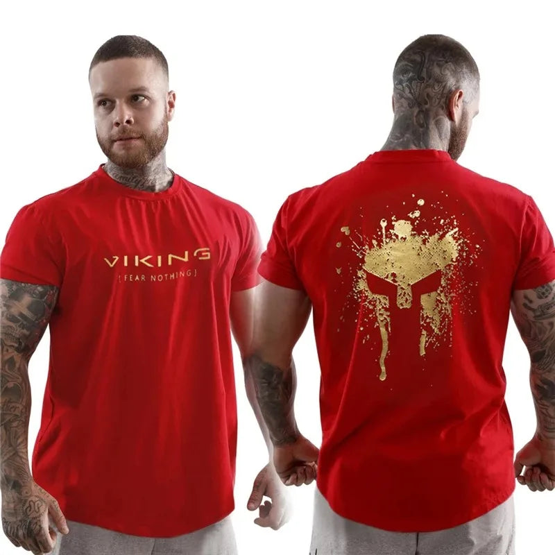 Herren Viking T-Shirt Rundhals Unisex Streetwear Gym Fitness Kurzarm Shirt