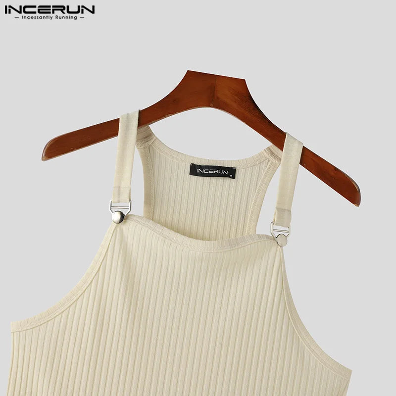 Incerun Tops 2024 koreanischen Stil neue Herren gestrickte Pit Strap Westen Sommer lässig Streetwear Persönlichkeit ärmellose Tanktops S-5XL