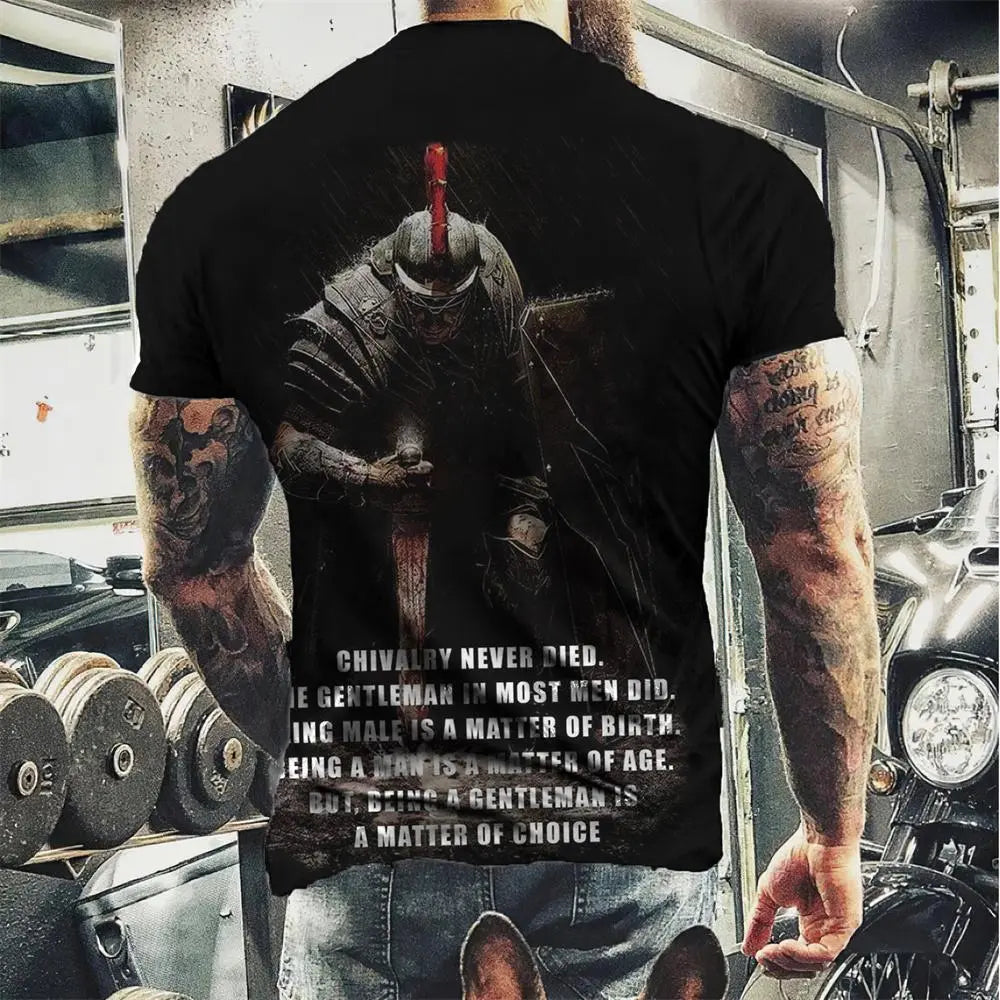 Herren Fashion Vintage 3D T-Shirt Rundhals Unisex Sommer Sparta Streetwear