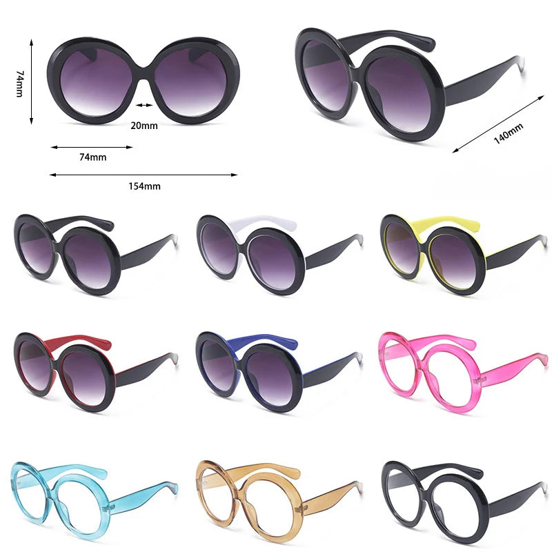 Damen Designer Luxus Brille Sonnenbrille Runde Übergröße Gläser Vintage