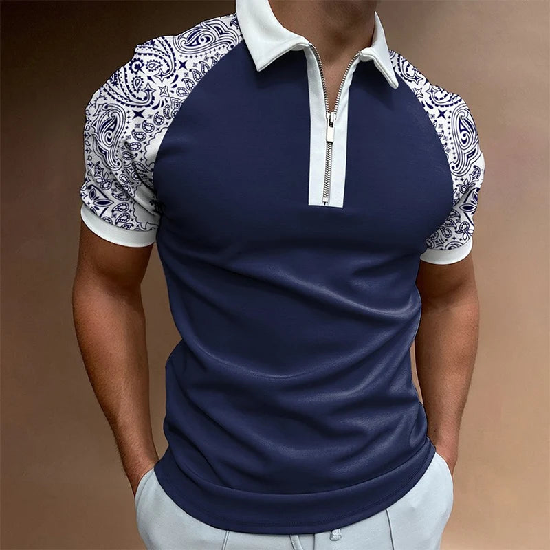 Herren Fashion Poloshirt POLO Shirt T-Shirt Kurzarm Zipper Hemd Polohemd NEU