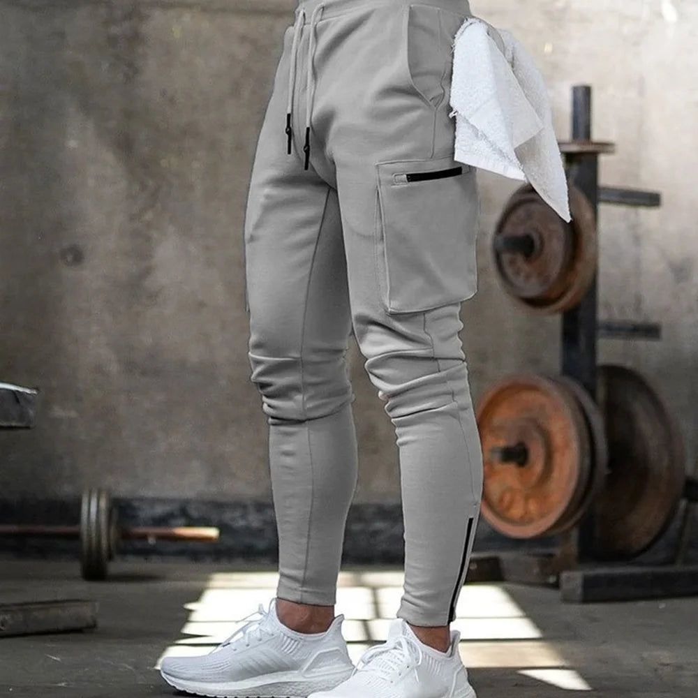 Herren Sporthose Jogger Jogginghose Sweatpants Trainingshose Cargo Hose mit Zip
