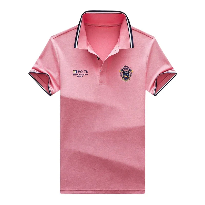 Sommer männer Casual Stickerei Kurzarm Polo-Shirt Neue Mode Einfarbig Top