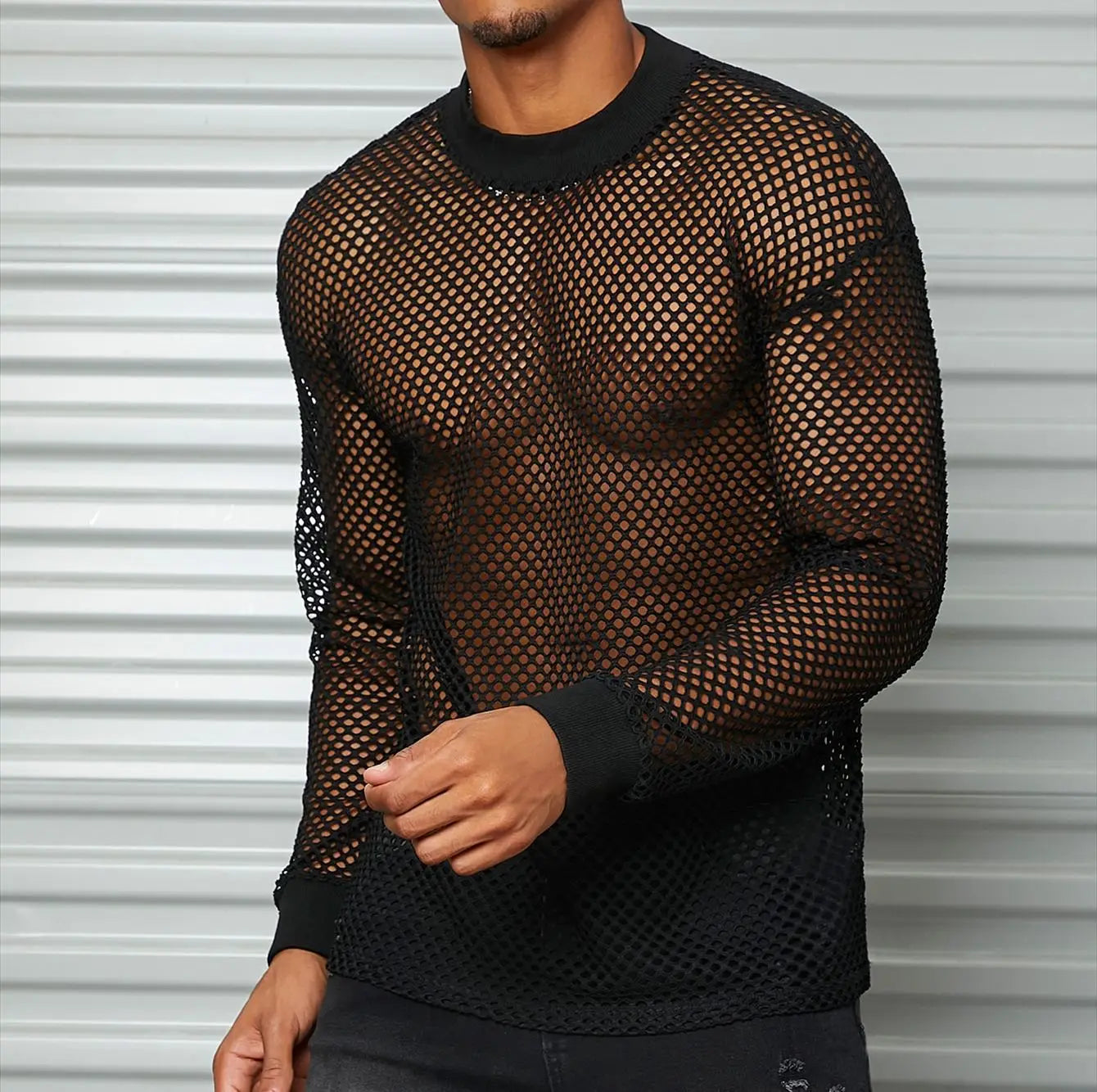 Fetisch Fashion Männer Oberteil Sexy Shirt Herren Body Hemd Transparent Clubwear