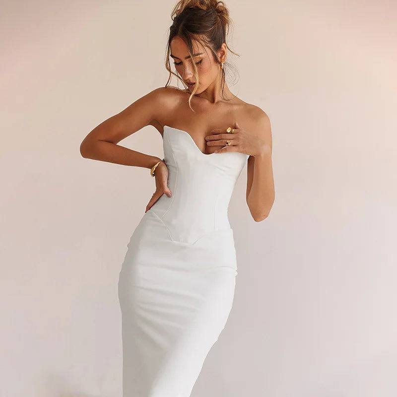 Frauen Kleid rückenfreies Partykleid Langes Trägerkleid Abendkleid Cocktailkleid