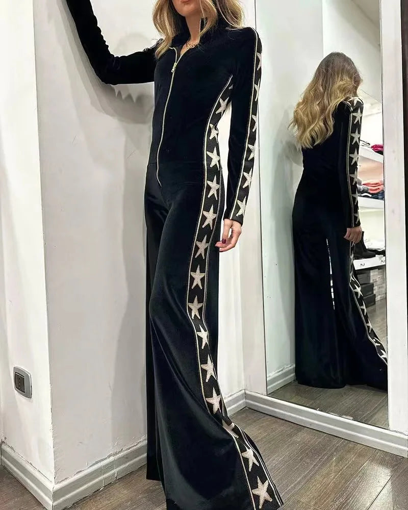 Damen Fashion Hose Latzhose Schlaghose Flare Trägerhose Samt Overalls Jumpsuits