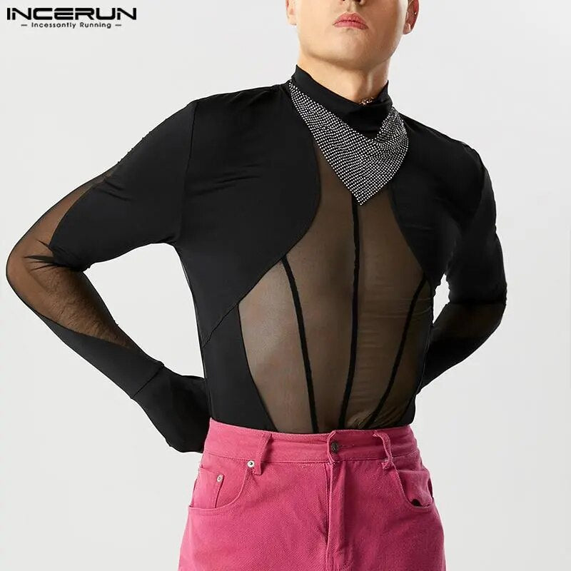 Fetisch Fashion Männer Sexy Bodysuits Herren Body Shirts Hemd Transparent Club